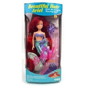 Vtg 1992 TYCO Little Mermaid Beautiful Hair Ariel Doll Set Disney Fairy Tale